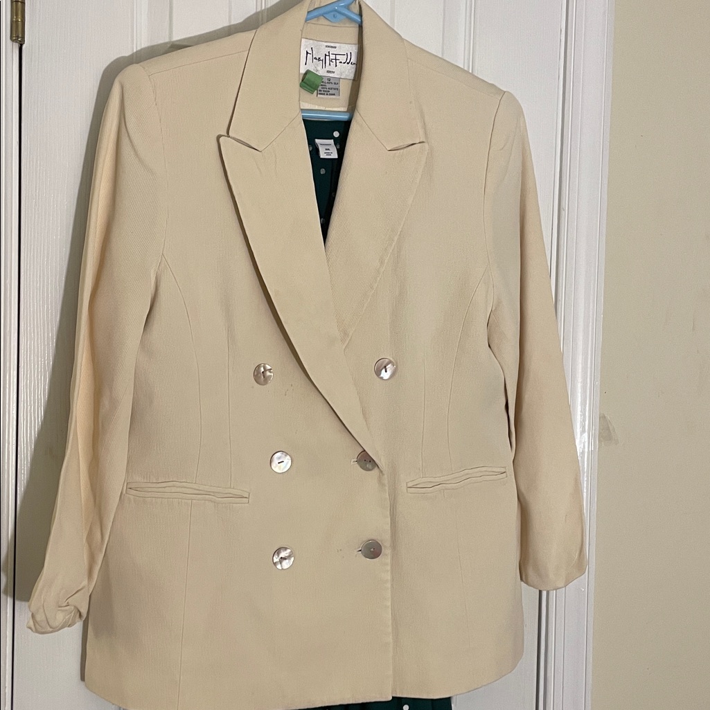 Mary Mcfadden Elegant Cream Silk Blazer 12
